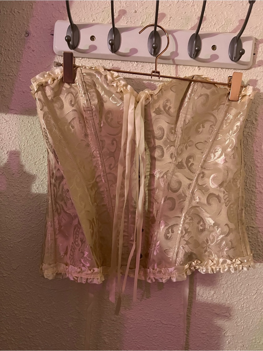 Elegant Cream Brocade Lace-Up Bustier Corset Top